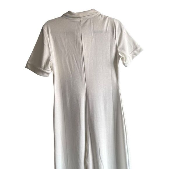 NWT Suzie Kondi Ivory Ponte Short Sleeve Stretch Flare Leg Jumpsuit Size Medium - Picture 9 of 9